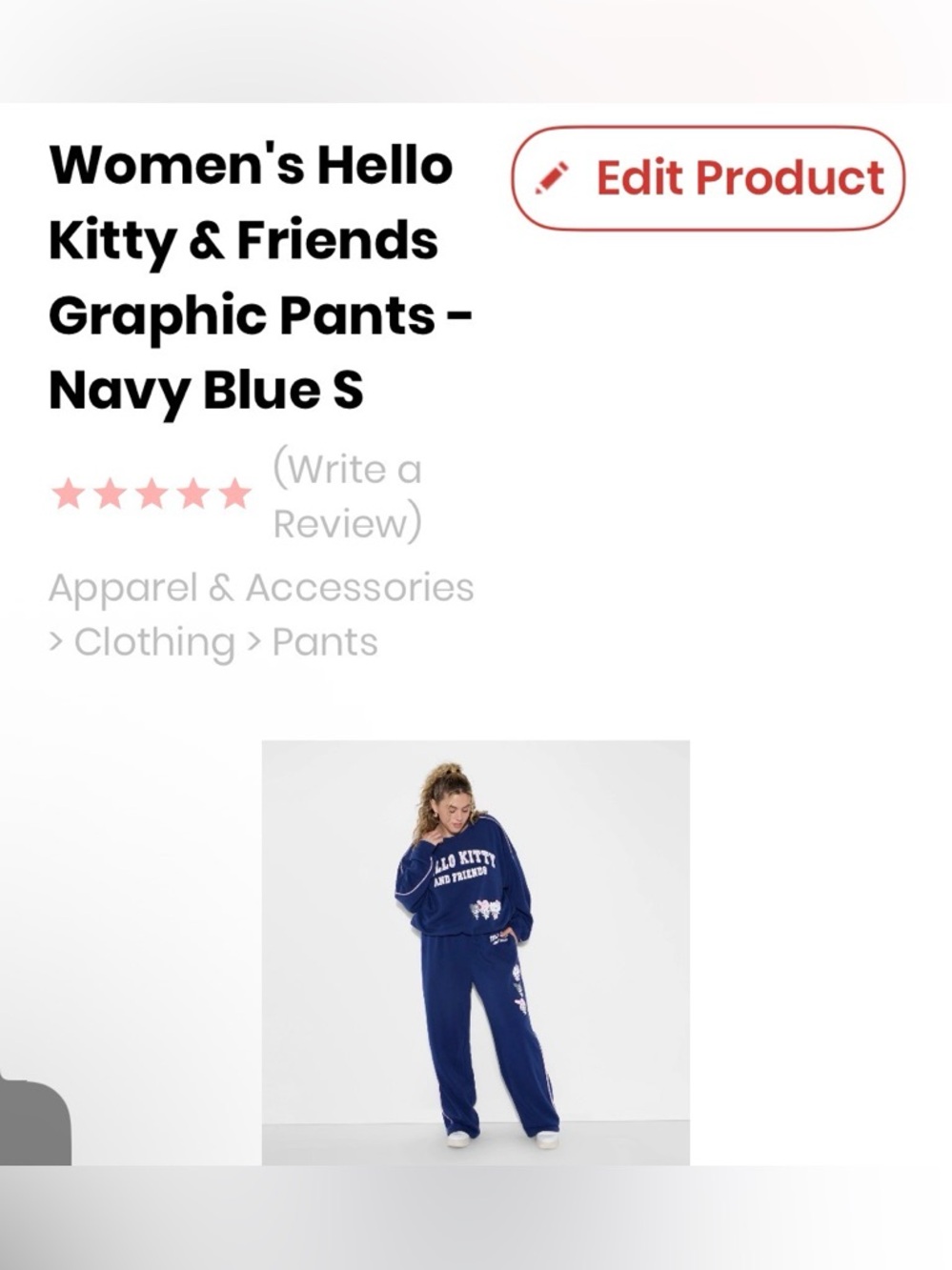 Sanrio Women's Hello Kitty & Friends Navy Blue Graphic sweat lounge Pants small